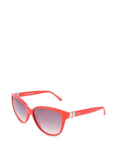 Swarovski Eyewear 스와로브스키 크리스털 캣아이 프레임 선글라스 In 레드
