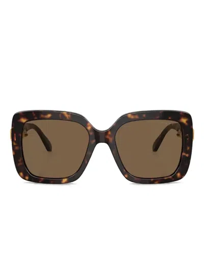 Swarovski Eyewear 玳瑁纹方框太阳眼镜 In Brown