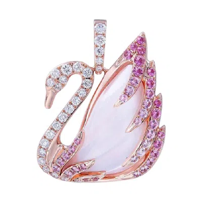 Pre-owned Swarovski Faithful Swan Pendant, Pink With Chain