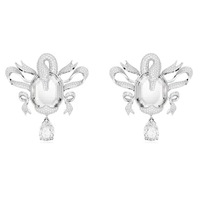 Swarovski Fashion Swan Clip Earrings In White