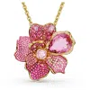 Swarovski Crystal Pave Flower Florere Pendant Necklace And Brooch In Pink