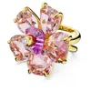 Swarovski Florere Motif Ring Double Shank Gold Shiny Pink In Pink