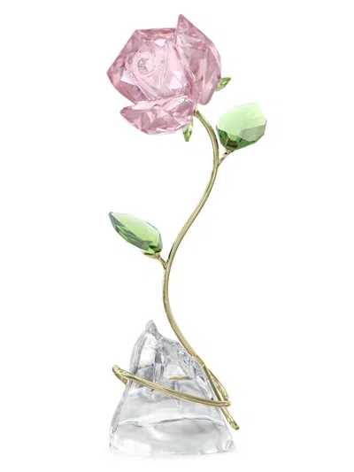 Swarovski Florere Collection Rose Crystal Figurine In Pink