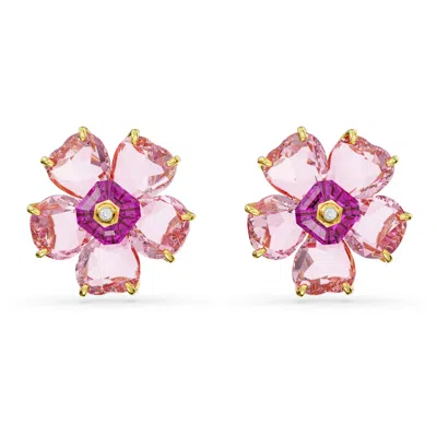 Swarovski Women's Florere Gold-plated & Crystal Stud Earrings In Pink