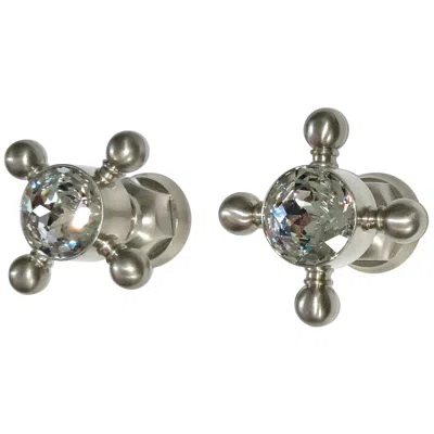 Pre-owned Swarovski For Rohl Brushed Nickel Captains Wheel Regency Handles, Knobs, Italy In Gray