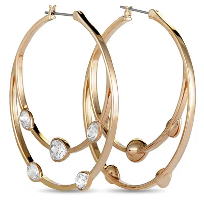 Swarovski Gaze Rose Gold-plated Crystal Hoop Earrings In Multi
