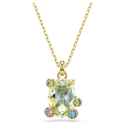 Swarovski Gema Gold-tone Plated, Mixed Cuts, Multicolored Pendant Necklace