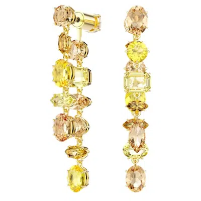 Swarovski Gema Asymmetrical Drop Earrings In Yellow