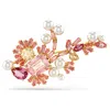 Swarovski Gema Brooch Gold Shiny Pink In Pink