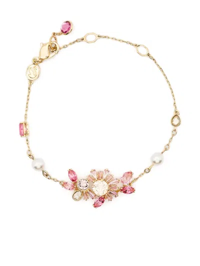 Swarovski Gema Soft Bracelet Gold Shiny Pink In Silver Tone