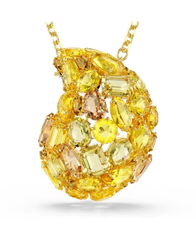 SWAROVSKI GEMA GOLD-TONE PLATED BROOCH ANF PENDANT NECKLACE