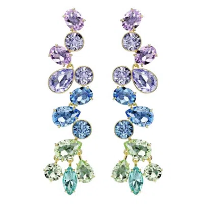 Swarovski Gema Gold-tone Plated Crystal Earrings In Multi