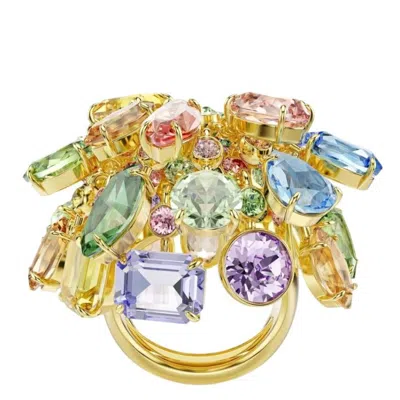 Swarovski Gema Gold-tone Plated Crystal Ring In Multi
