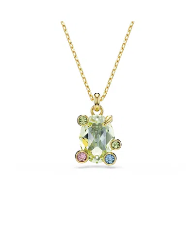 SWAROVSKI GEMA GOLD-TONE PLATED, MIXED CUTS, MULTICOLORED PENDANT NECKLACE