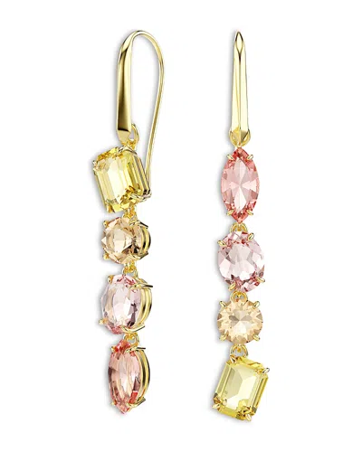 Swarovski Gema Mixed Crystal Asymmetrical Linear Drop Earrings In Gold