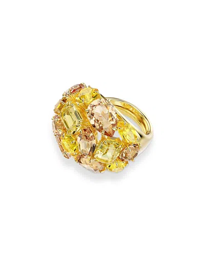 Swarovski Gema Mixed Cut Crystal Cocktail Ring In Gold