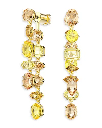 Swarovski Gema Mixed Cut Crystal Front To Back Earrings In Gold