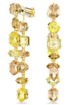 Swarovski Gema Mixed Cut Crystal Front/back Earrings In Gold