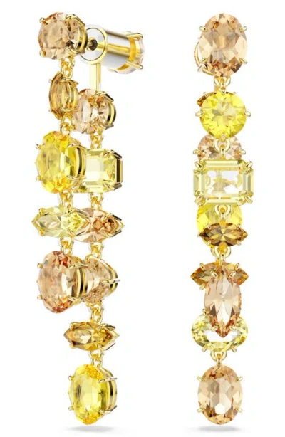 Swarovski Gema Mixed Cut Crystal Front/back Earrings In Gold
