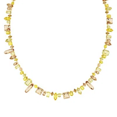Swarovski Gema Mixed Cuts Crystal Strandage Necklace In Yellow