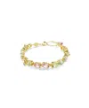 Swarovski Gema Mixed Cuts, Multicolored, Gold-tone Plated Tennis Bracelet In Multicolored
