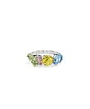 Swarovski Rhodium Plated Mixed Cuts Gema Ring In Multicolored