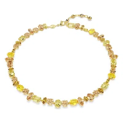 Swarovski Gema Mixed Cuts Tennis Necklace In Yellow