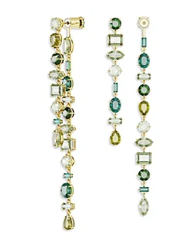 Swarovski Gold-tone Mix-cut Green Crystal Drop Earrings