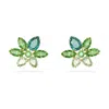 Swarovski Crystal Mixed Cuts Flower Gema Stud Earrings In Green