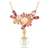 Swarovski Gema Pendant Pearl Gold Shiny Pink In Pink