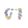 Swarovski Gema Pierced Earrings Mini Hoop Rhodium Shiny Multi In Silver Tone