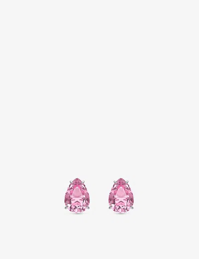Swarovski Gema Rhodium-plated Metal And Teardrop-cut Crystal Stud Earrings In Light Rose