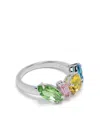 Swarovski Rhodium Plated Mixed Cuts Gema Ring In Silver