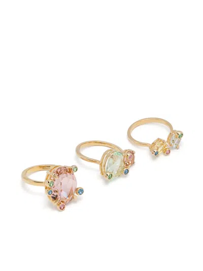 Swarovski Gema Rings (set Of Three) In Gold