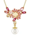 Swarovski Gema Pendant Pearl Gold Shiny Pink In Gold/pink Crystal/pearl