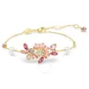 Swarovski Gema Soft Bracelet Gold Shiny Pink In Silver Tone