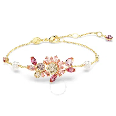 Swarovski Gema Soft Bracelet Gold Shiny Pink In Silver Tone