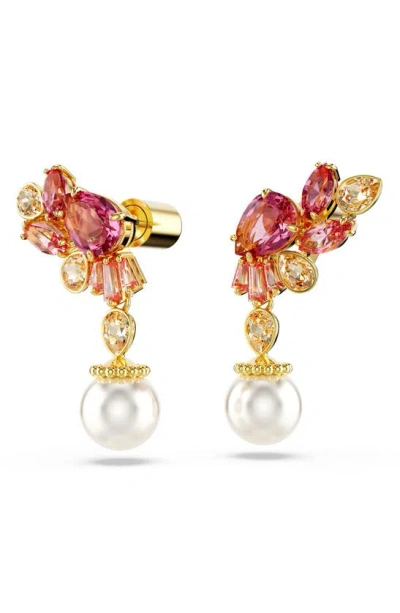 Swarovski Women's Gema Goldtone, Crystal & Imitation Pearl Drop Earrings In Pink