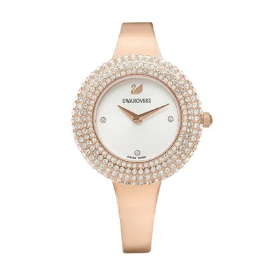 Pre-owned Swarovski Genuine  Crystal Rose Quartz Watch For Women 34mm 50m Made In Swiss