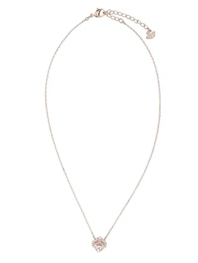 Swarovski Gold Metal Sparkling Dance Necklace In Pink