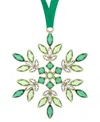 Swarovski Gold Tone Crystal Hanging Snowflake Ornament In Green