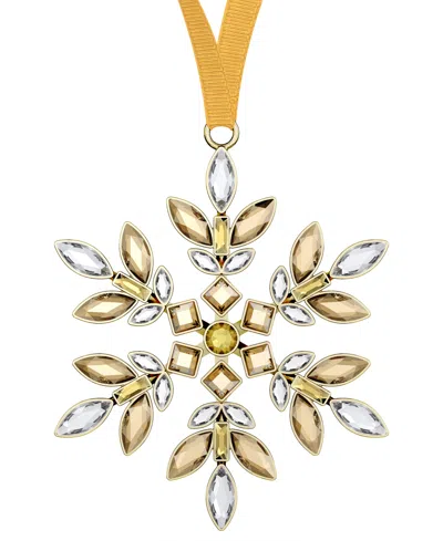 Swarovski Gold Tone Crystal Hanging Snowflake Ornament In Yellow