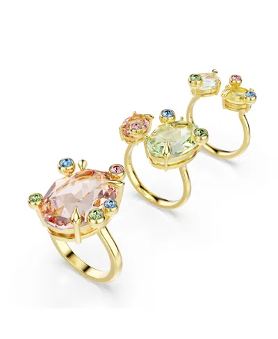 Swarovski Gold-tone Plated Gema Ring Sets In Multicolored