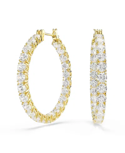 Swarovski Gold-tone Plated Matrix Hoop Earrings In Pink