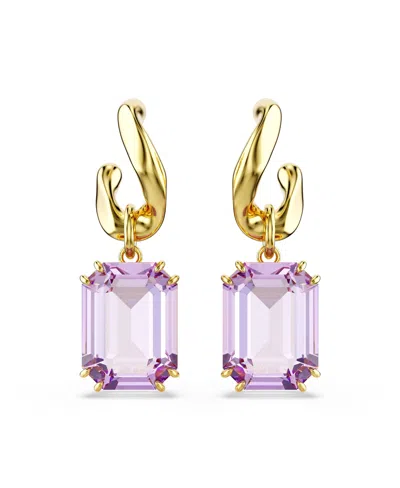 SWAROVSKI GOLD-TONE PLATED MILLENIA DROP EARRINGS
