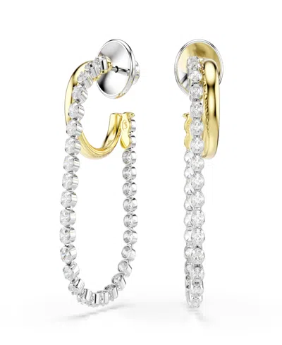 Swarovski Gold-tone And Sterling Silver-plated White Crystals Earrings In Metallic