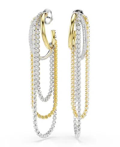 Swarovski Gold-tone And Sterling Silver-plated White Crystals Earrings