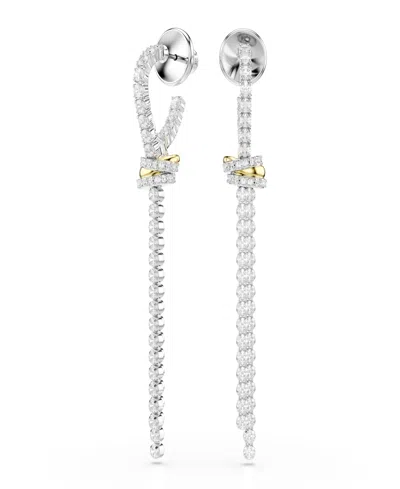Swarovski Gold-tone And Sterling Silver-plated White Crystals Earrings In Metallic
