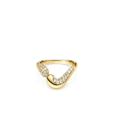 Swarovski Gold-tone And Sterling Silver-plated White Crystals Ring In Multi