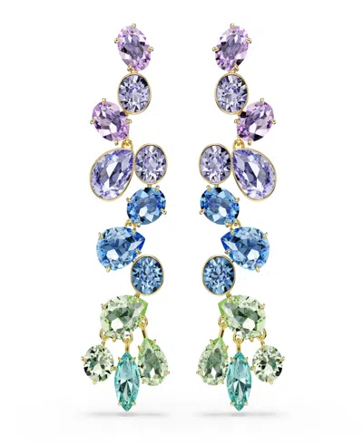 Swarovski Gema Gold-tone Plated Crystal Earrings In Multi